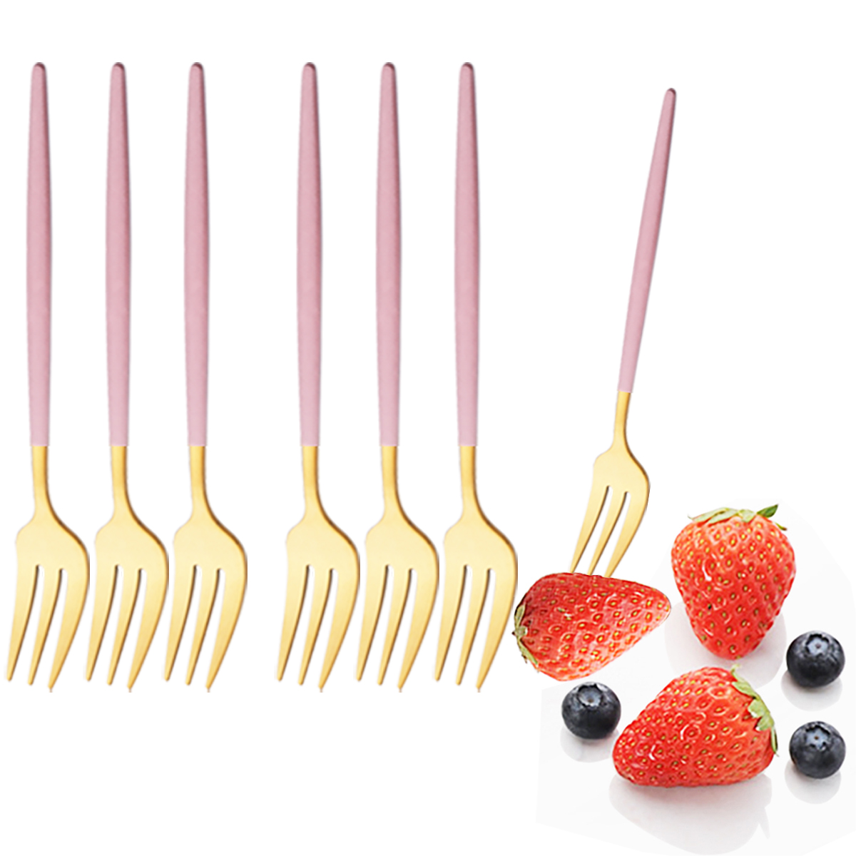 6Pcs Pink Gold Dinnerware Set  - огляд і ціна Kitchen Gadgets Gold