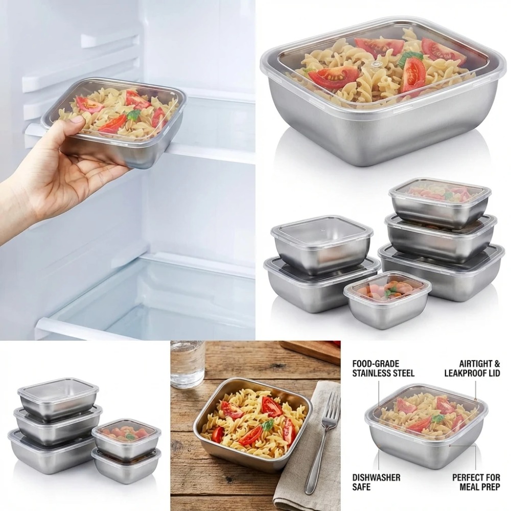 6PCS Stainless Steel Food Stor - огляд і ціна Kitchen Gadgets Organizer