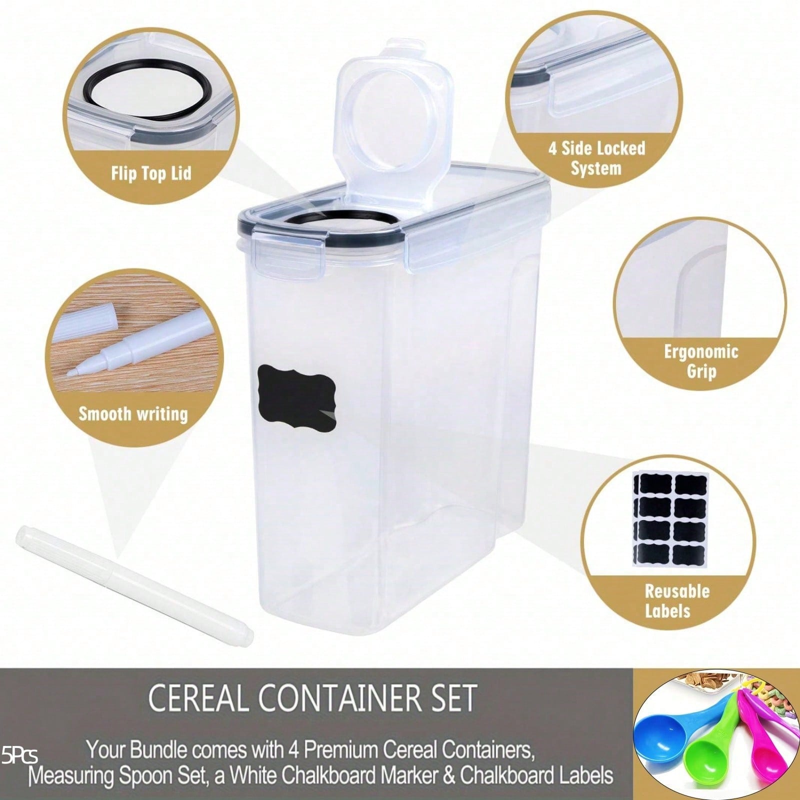 4 Pack Airtight Cereal & Dry F - огляд і ціна Kitchen Gadgets Organizer